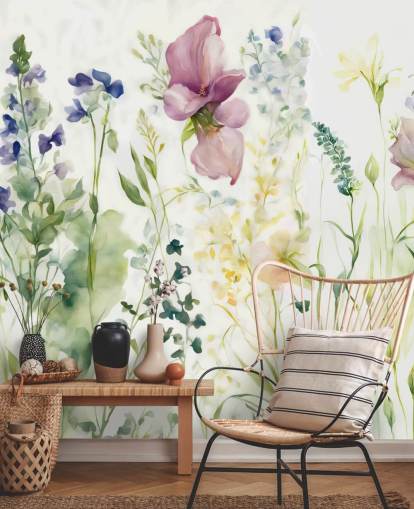 blomstertapet vægmaleri kaldet The Sofidity of Heart af Marina Stupakova til soveværelser, stuer og spisestuer