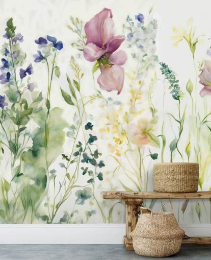 floral wallpaper mural called The Softness of Heart by Marina Stupakova for bedrooms, living rooms and dining rooms