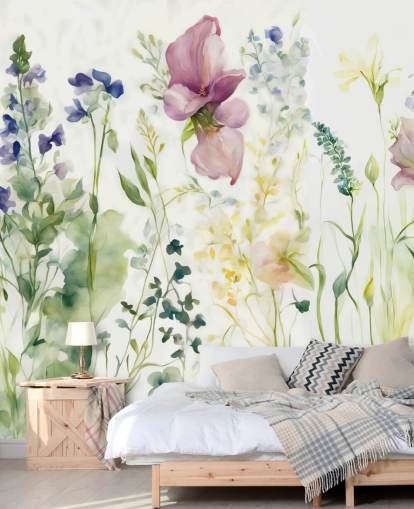 floral wallpaper mural called The Softness of Heart by Marina Stupakova for bedrooms, living rooms and dining rooms