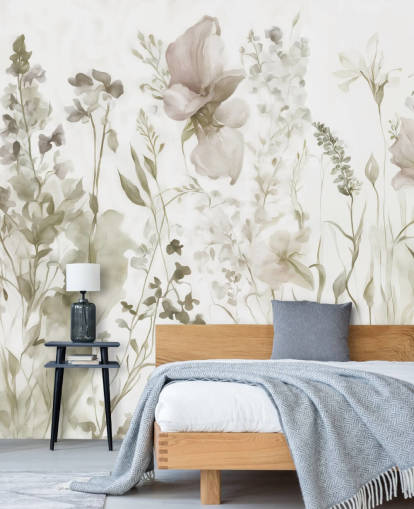 floral wallpaper mural called The Softness of Heart II by Marina Stupakova for bedrooms and lounges