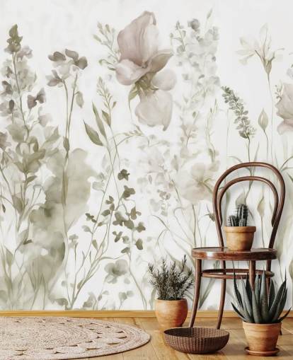 mural de papel pintado floral llamado La suavidad del corazón II de Marina Stupakova para dormitorios y salones