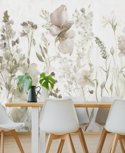 mural de papel pintado floral llamado La suavidad del corazón II de Marina Stupakova para dormitorios y salones