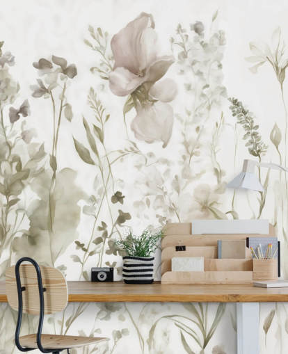 floral wallpaper mural called The Softness of Heart II by Marina Stupakova for bedrooms and lounges