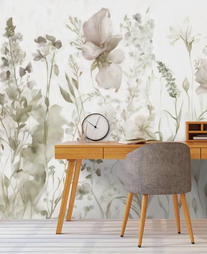 mural de papel pintado floral llamado La suavidad del corazón II de Marina Stupakova para dormitorios y salones