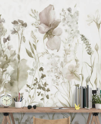 carta da parati floreale chiamata The Softness of Heart II di Marina Stupakova per camere da letto e salotti
