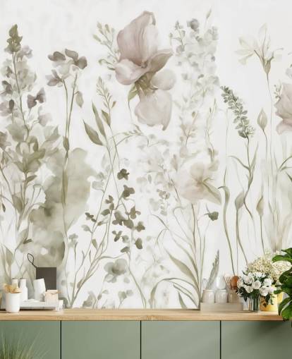 floral wallpaper mural called The Softness of Heart II by Marina Stupakova for bedrooms and lounges