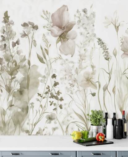 floral wallpaper mural called The Softness of Heart II by Marina Stupakova for bedrooms and lounges