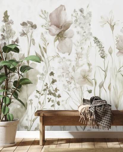 mural de papel pintado floral llamado La suavidad del corazón II de Marina Stupakova para dormitorios y salones