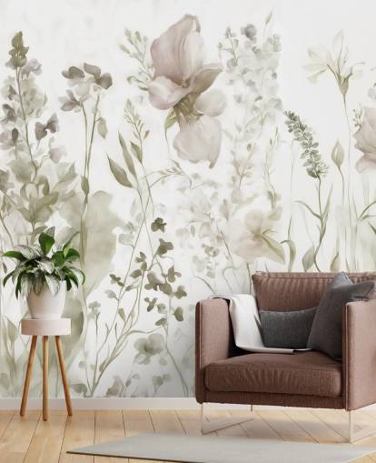 bloemenmuurschildering genaamd The Softness of Heart II van Marina Stupakova voor slaapkamers en lounges bloemenmuurschildering genaamd The Softness of Heart II van Marina Stupakova voor slaapkamers en lounges