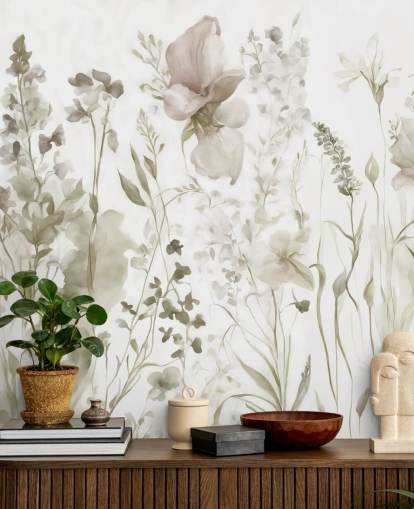 floral wallpaper mural called The Softness of Heart II by Marina Stupakova for bedrooms and lounges