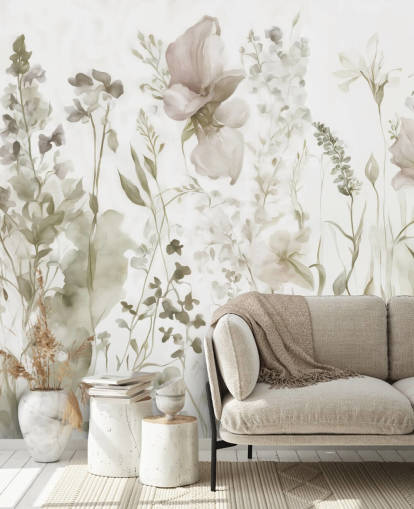 mural de papel pintado floral llamado La suavidad del corazón II de Marina Stupakova para dormitorios y salones