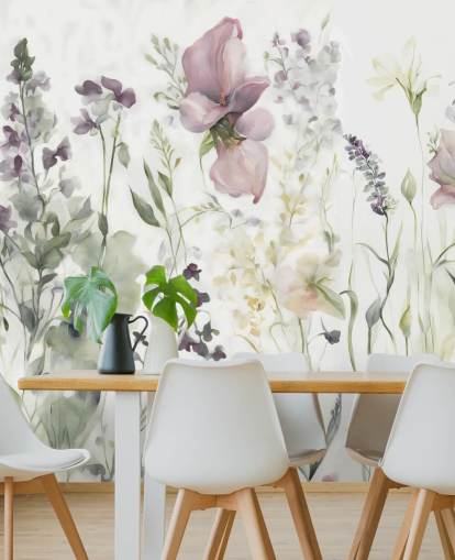 white, purple and green floral wallpaper mural called The Softness of Heart III by Marina Stupakova white, purple and green floral wallpaper mural called The Softness of Heart III by Marina Stupakova