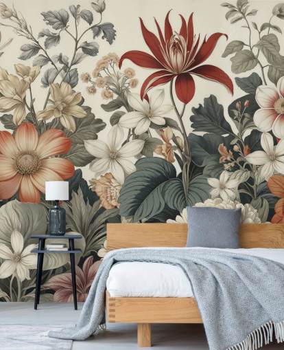 papier peint coloré à motifs floraux appelé We Are Happy Now de Marina Stupakova pour les chambres et les salons papier peint coloré à motifs floraux appelé We Are Happy Now de Marina Stupakova pour les chambres et les salons