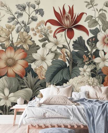 papier peint coloré à motifs floraux appelé We Are Happy Now de Marina Stupakova pour les chambres et les salons papier peint coloré à motifs floraux appelé We Are Happy Now de Marina Stupakova pour les chambres et les salons