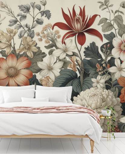 papier peint coloré à motifs floraux appelé We Are Happy Now de Marina Stupakova pour les chambres et les salons papier peint coloré à motifs floraux appelé We Are Happy Now de Marina Stupakova pour les chambres et les salons