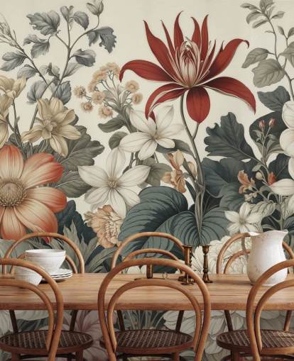 papier peint coloré à motifs floraux appelé We Are Happy Now de Marina Stupakova pour les chambres et les salons