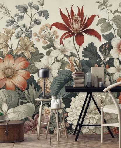 colourful floral pattern wallpaper called We Are Happy Now by Marina Stupakova for bedrooms and living rooms colourful floral pattern wallpaper called We Are Happy Now by Marina Stupakova for bedrooms and living rooms