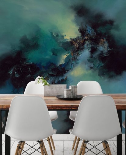 teal and black customizable abstract wallpaper mural called Bright and Bold by Alison Johnson
