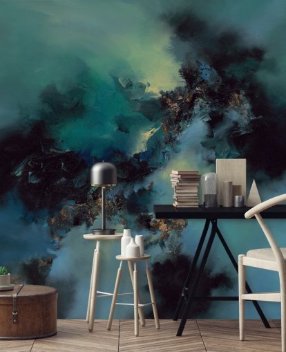 teal and black customizable abstract wallpaper mural called Bright and Bold by Alison Johnson teal and black customizable abstract wallpaper mural called Bright and Bold by Alison Johnson