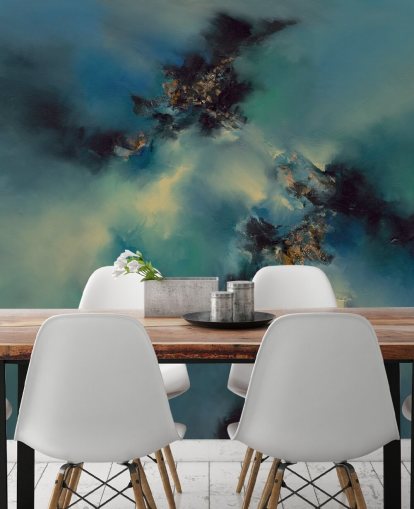 blue and black abstract wallpaper mural called Bright and Bold II by Alison Johnson for bedrooms, bathrooms and more