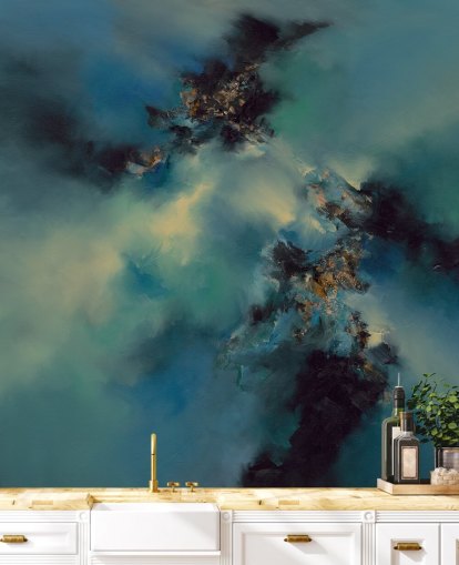 carta da parati astratta blu e nera chiamata Bright and Bold II di Alison Johnson per camere da letto, bagni e altro