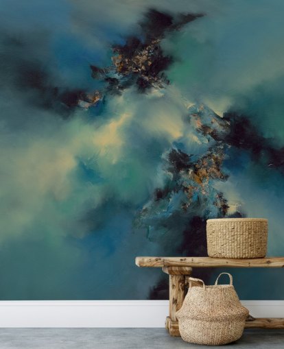 carta da parati astratta blu e nera chiamata Bright and Bold II di Alison Johnson per camere da letto, bagni e altro