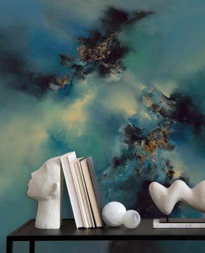 blå och svart abstrakt tapetväggmålning kallad Bright and Bold II av Alison Johnson för sovrum, badrum och mer blå och svart abstrakt tapetväggmålning kallad Bright and Bold II av Alison Johnson för sovrum, badrum och mer