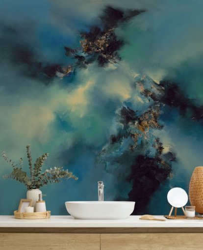 carta da parati astratta blu e nera chiamata Bright and Bold II di Alison Johnson per camere da letto, bagni e altro