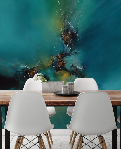 papier peint mural abstrait bleu personnalisable appelé Sky Spirit par Alison Johnson pour les chambres, les salles de bain et plus encore