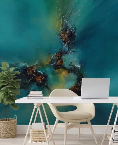 blue customizable abstract wallpaper mural called Sky Spirit by Alison Johnson for bedrooms, bathrooms and more