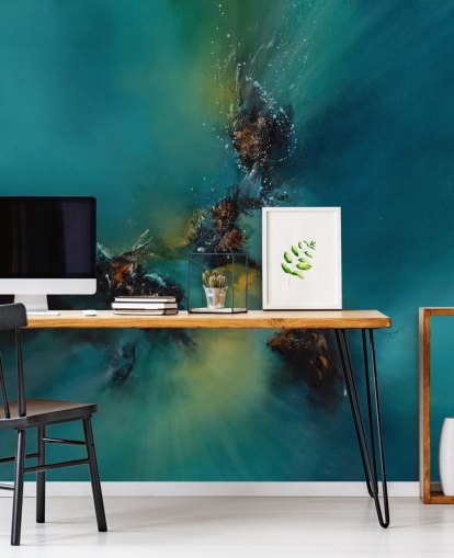 papier peint mural abstrait bleu personnalisable appelé Sky Spirit par Alison Johnson pour les chambres, les salles de bain et plus encore