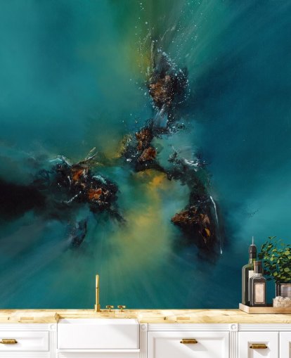 blue customizable abstract wallpaper mural called Sky Spirit by Alison Johnson for bedrooms, bathrooms and more