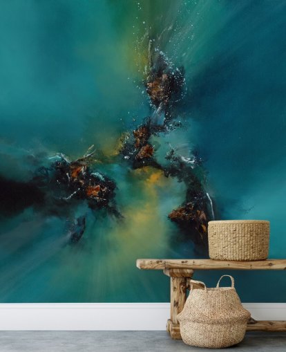 blue customizable abstract wallpaper mural called Sky Spirit by Alison Johnson for bedrooms, bathrooms and more