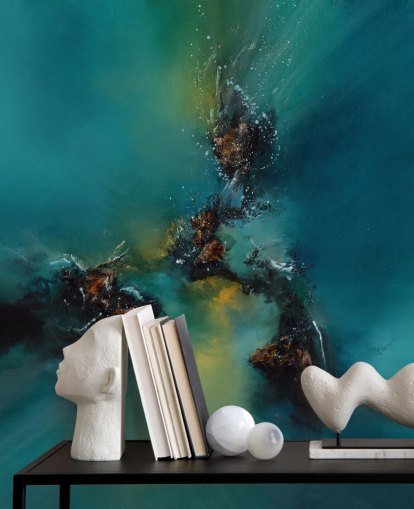 blue customizable abstract wallpaper mural called Sky Spirit by Alison Johnson for bedrooms, bathrooms and more