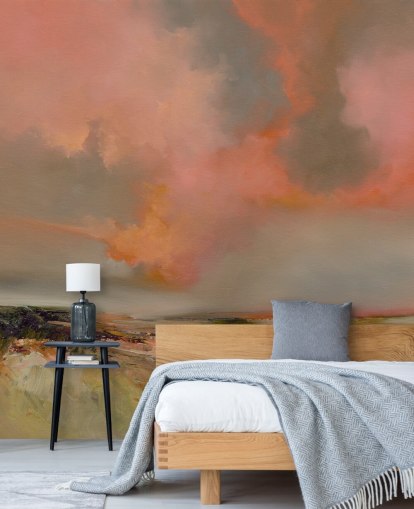 carta da parati murale astratta rossa personalizzabile chiamata Blood Red di Alison Johnson per camere da letto, uffici domestici e altro