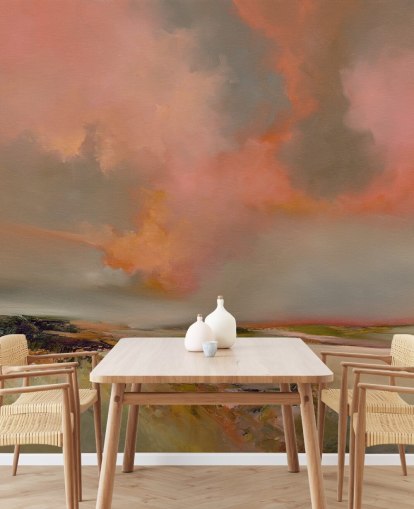 red customisable abstract ocean wallpaper mural called Blood Red by Alison Johnson for bedrooms, home offices and more