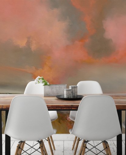 mural de papel de parede oceânico abstrato personalizável vermelho chamado Blood Red de Alison Johnson para quartos, escritórios domésticos e muito mais