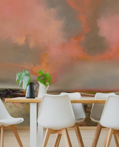 red customizable abstract ocean wallpaper mural called Blood Red by Alison Johnson for bedrooms, home offices and more