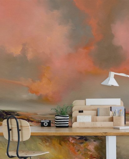 red customisable abstract ocean wallpaper mural called Blood Red by Alison Johnson for bedrooms, home offices and more