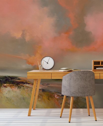 red customizable abstract ocean wallpaper mural called Blood Red by Alison Johnson for bedrooms, home offices and more