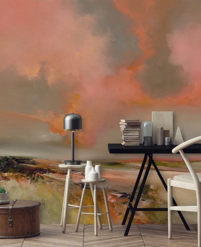 red customisable abstract ocean wallpaper mural called Blood Red by Alison Johnson for bedrooms, home offices and more