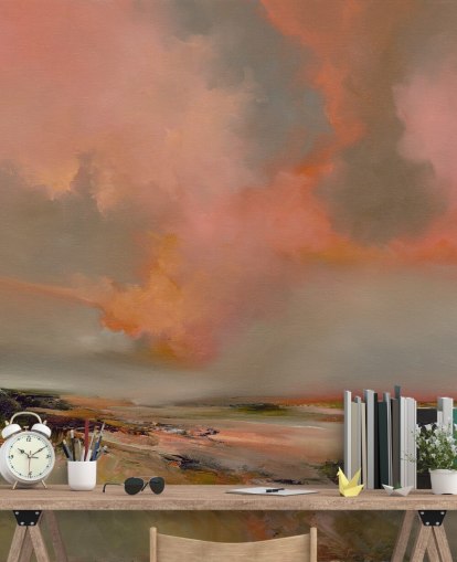 red customisable abstract ocean wallpaper mural called Blood Red by Alison Johnson for bedrooms, home offices and more