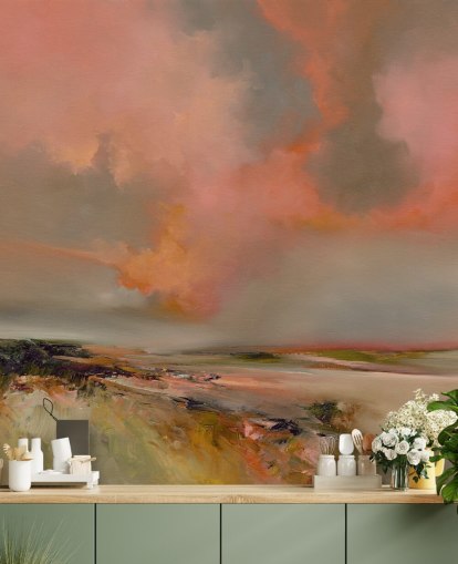 red customisable abstract ocean wallpaper mural called Blood Red by Alison Johnson for bedrooms, home offices and more