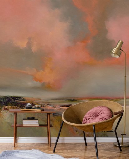 red customisable abstract ocean wallpaper mural called Blood Red by Alison Johnson for bedrooms, home offices and more