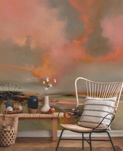 röd anpassningsbar abstrakt havstapetväggmålning kallad Blood Red av Alison Johnson för sovrum, hemmakontor och mer