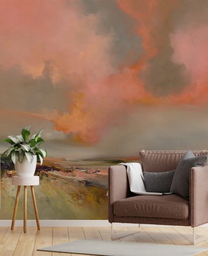 red customisable abstract ocean wallpaper mural called Blood Red by Alison Johnson for bedrooms, home offices and more