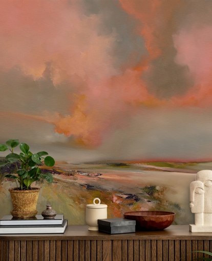 carta da parati murale astratta rossa personalizzabile chiamata Blood Red di Alison Johnson per camere da letto, uffici domestici e altro