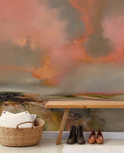 Rote personalisierbare abstrakte Ozeantapete namens Blood Red von Alison Johnson für Schlafzimmer, Heimbüros und mehr