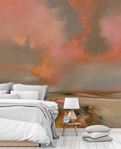 papier peint mural abstrait rouge personnalisable sur l'océan appelé Blood Red par Alison Johnson pour les chambres à coucher, les bureaux à domicile et plus encore