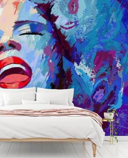 colourful painting of female singer wallpaper